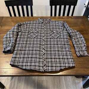Dickies Plaid Flannel Shirt Jacket Quilted Lined Shacket Black White Men’s XXL